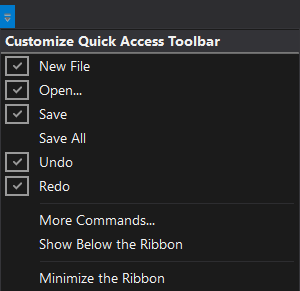 Customize Quick Access Toolbar options